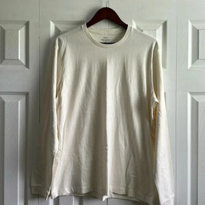 J. Crew Men's Long-Sleeve Broken-In T-Shirt in Solid White Cotton Size M